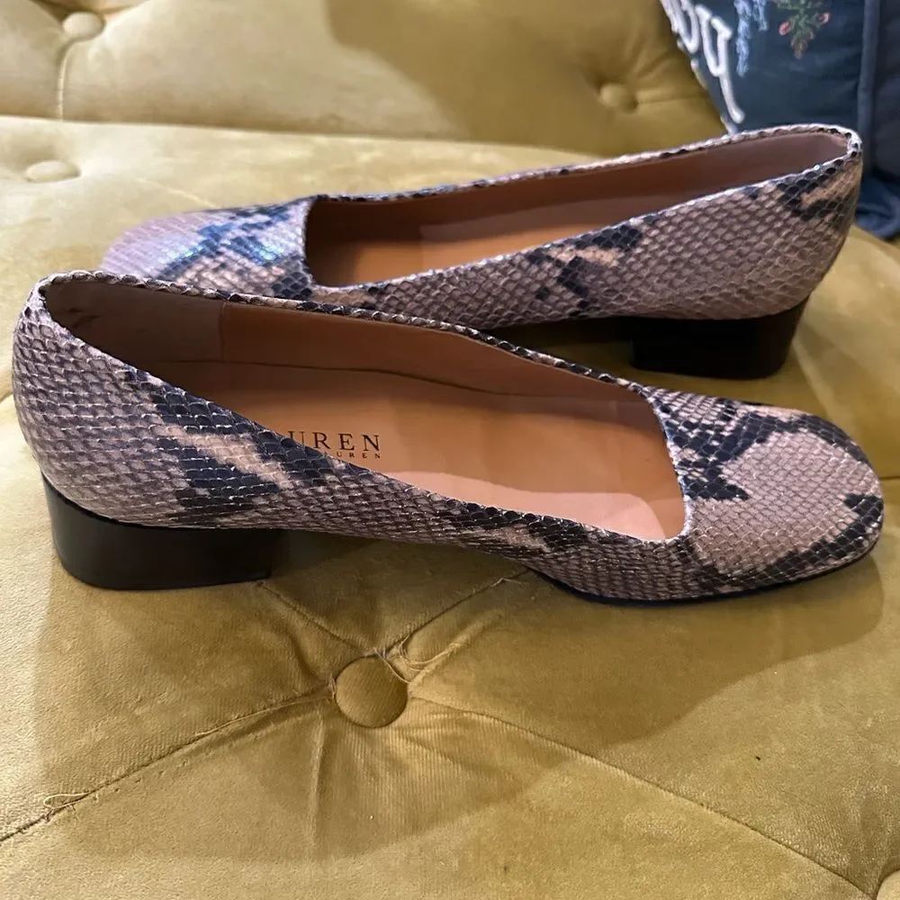 Lauren Ralph Lauren Womens Python Classic Block Heel Pumps 9AA WG1186 Shoes